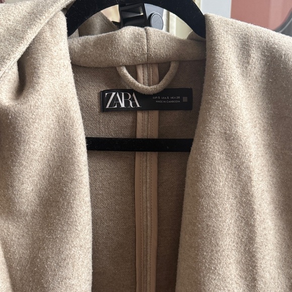 Zara Women's Beige Hooded Pea Coat - Picture 2 of 9